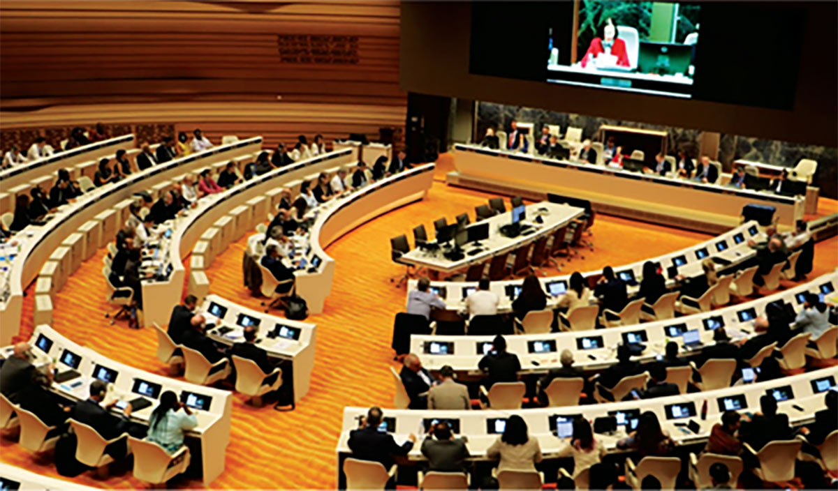 The Annual Conference of International Labour Organization (ILO) at the UN Palais des Nations, Geneva.